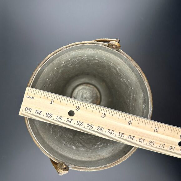 Small Vintage Rustic Brass Metal Bucket with Handle Hand Hammered Decor 5.5" H - Picture 8 of 10